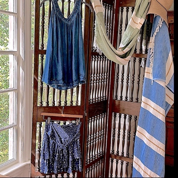 WHITEROOM + CACTUS Double Layered Mini Skirt Smocked Waist Tie Belt Medium - Picture 1 of 11